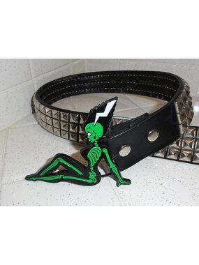 Vintage Bride of Frankenstein Skeleton Belt Buckle mud flap girl rockabilly